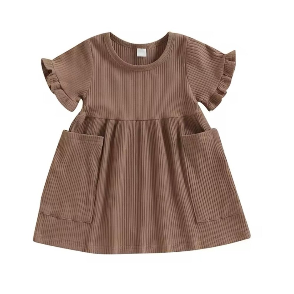 Baby Girl Brown Ribbed w/Pockets Size 6-12M NWT